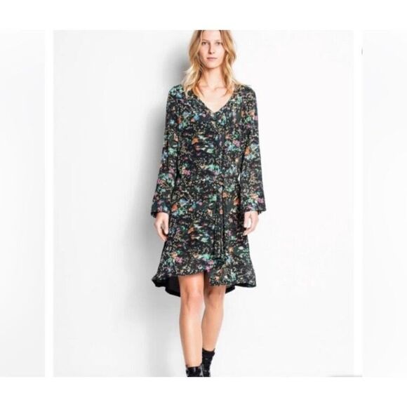 Zadig & Voltaire Rossignol Floral Semi Sheer Sheath Dress Size L - Picture 1 of 6